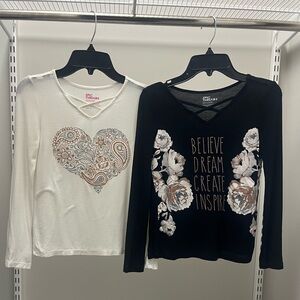 2 EPIC THREADS Long Sleeve Graphic Tees - Black and Cream